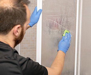 cleaning glass shower door